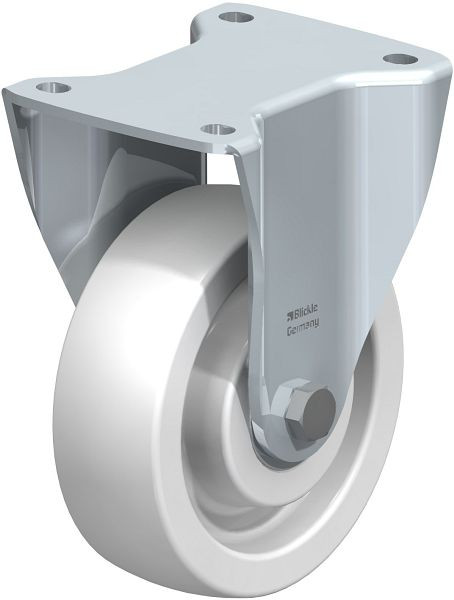 Blickle BH-SPO 150K Stahlblech-Bockrolle, Schwerlast-Ausführung, mit Anschraubplatte, Polyamid, Weiß, 7112