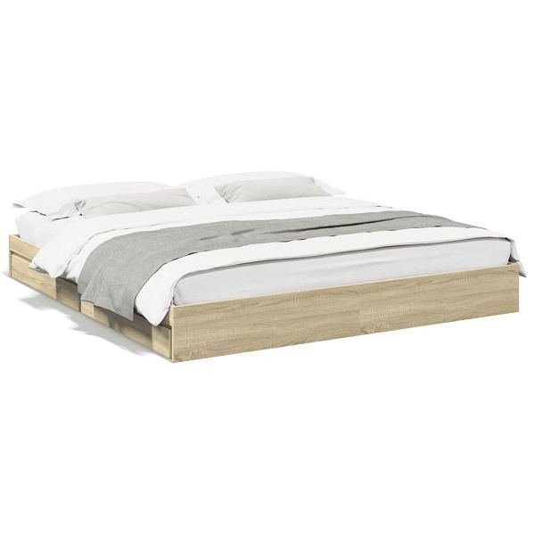 vidaXL Bettgestell mit Schubladen Sonoma-Eiche 200x200cm Holzwerkstoff, 3280631