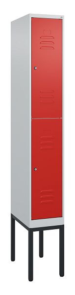 C+P Doppelstöckiger Spind Classic PLUS, Gestell, 2120x300x500mm, 7035/3020, Zylinderschlösser, 0803307-10 S10017