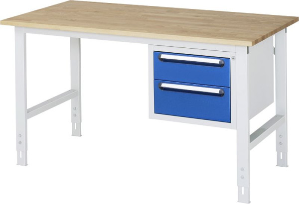 RAU Arbeitstisch Serie Tom (K-Modell 03), B1000 x T800 x H760-1080 mm, Buche-Massiv-Arbeitsplatte, Stärke 25 mm, 06-625B80-10-KM03.11