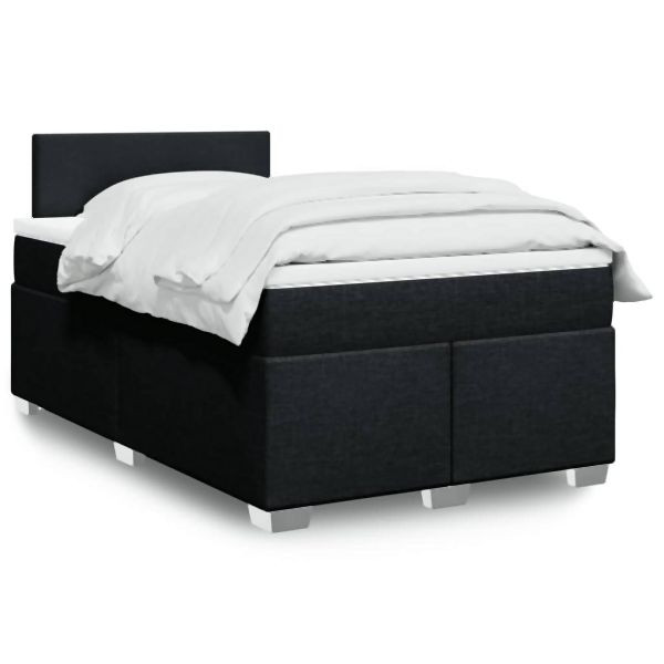 vidaXL Boxspringbett mit Matratze Schwarz 120x190 cm Stoff, 3285822