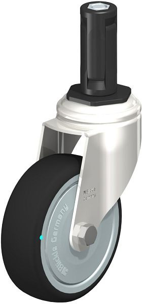 Blickle LKRXA-PATH 101KD-11-FK-EXR13 Edelstahl-Apparate-Lenkrolle mit Expander, Thermoplastisches Polyurethan, Grau, 853458