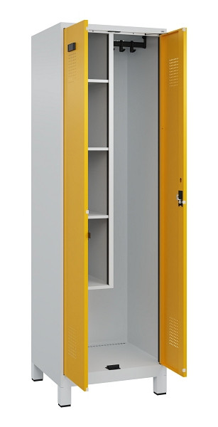 C+P Putzmittel-Spind Evolo PLUS, mit Füßen, 2 Abteile, 1950x600x500mm, 7035/100, Zylinderschloss, 049110-00 S10027