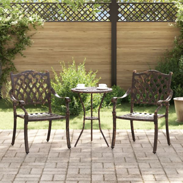 vidaXL Gartenstühle 2er Set Bronze Gussaluminium, 42002374