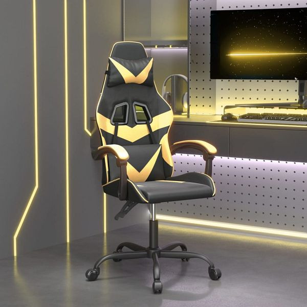 vidaXL Gaming-Stuhl Schwarz und Golden Kunstleder, 3143844