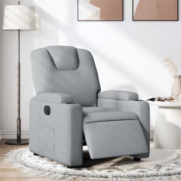 vidaXL Relaxsessel Elektrisch Hellgrau Stoff, Polyester, 3204344