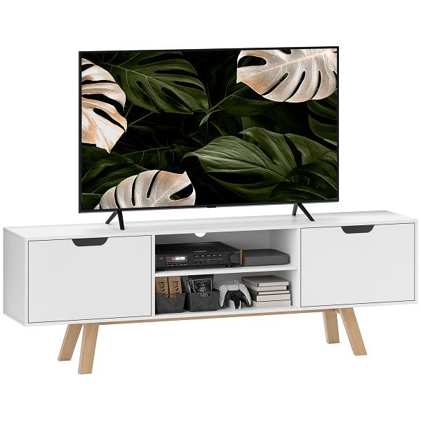 HOMCOM TV-Kommode mit Schubladen und offenen Regalen, MDF, 150 x 39 x 50 cm, Weiß, 833-691V91WT