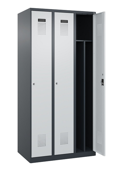 C+P Spind Evolo PLUS, 3 Abteile, 1850x900x500mm, 7016/7035, Verschluss Zylinderschloss, 049000-30F S10044