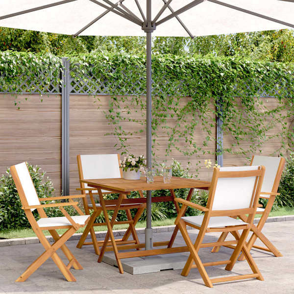vidaXL 5-tlg. Garten-Essgruppe Stoff und Massivholz Cremeweiß, 3281832