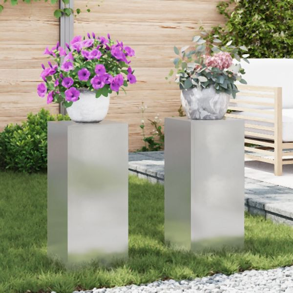 vidaXL Outdoor Pflanzenständer Säule 2 Stück 24x24x55 cm Edelstahl, 865817