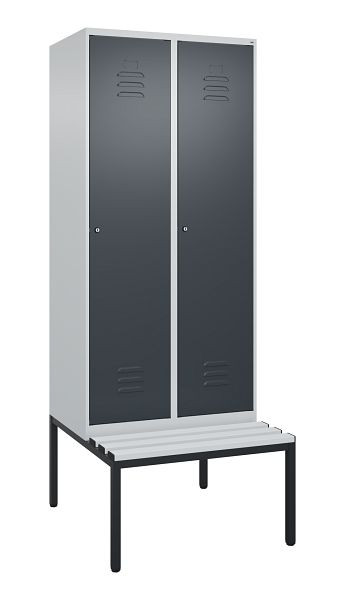 C+P Umkleidespind Classic PLUS mit Mitteltrennwand, 2 Abteile, 2120x800x815mm, 7035/7016, Zylinderschlösser, 0800507-22F S10023