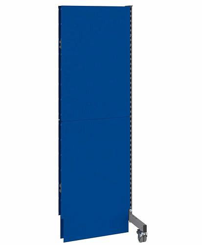 DENIOS Mobile Akustik Trennwand, Anbaufeld, B 625, H 2000 mm, Akustik-Lochblech einseitig, grau/blau, 293111