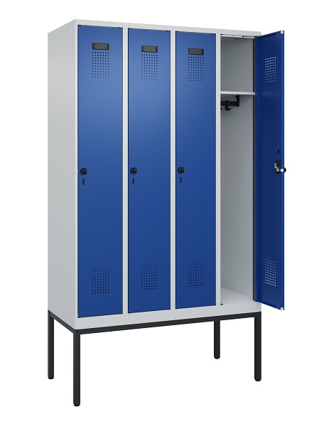 C+P Spind Evolo PLUS, Gestell, 4 Abteile, 2120x1200x500mm, 7035/5010, Verschluss Drehriegel, Ablageböden 4, 0490307-40 S10006
