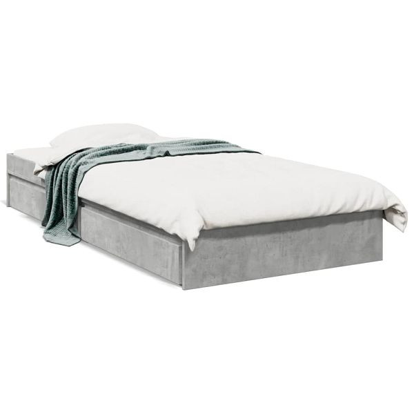 vidaXL Bettgestell mit Schubladen Betongrau 90x190 cm Holzwerkstoff, 3280709