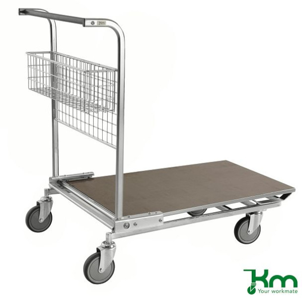 Kongamek Großgüterwagen, Verzinkt / MDF, braun, inklusive einem kleinen Korb unter ergonomischem Handgriff, KM113229