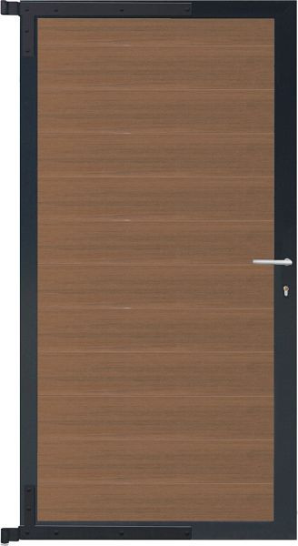 T&J ELSKOP-Tor-Komplettset, 90 x 173 cm, Füllung teak, Rahmen anthrazit, 44064