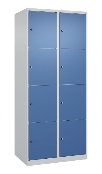 C+P Schließfachschrank Classic PLUS, 2 Abteile mit je 4 Fächern, 1850x800x500mm, 7035/5023, 080000-224 S10005