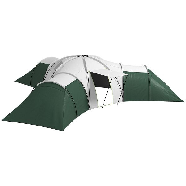Outsunny Campingzelt für 6-9 Personen, 4 Räume, Vorzelt, wasserdicht, 615x 615x225cm, Grün, A20-351V00GN