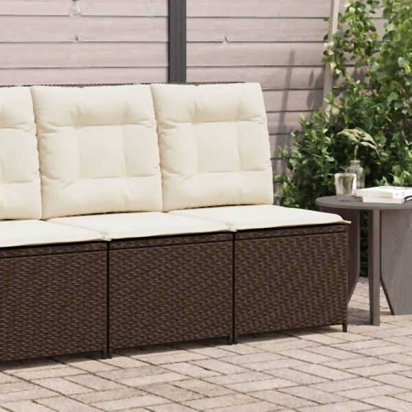 vidaXL Gartensessel mit Liegefunktion und Kissen Braun Poly Rattan, 368974