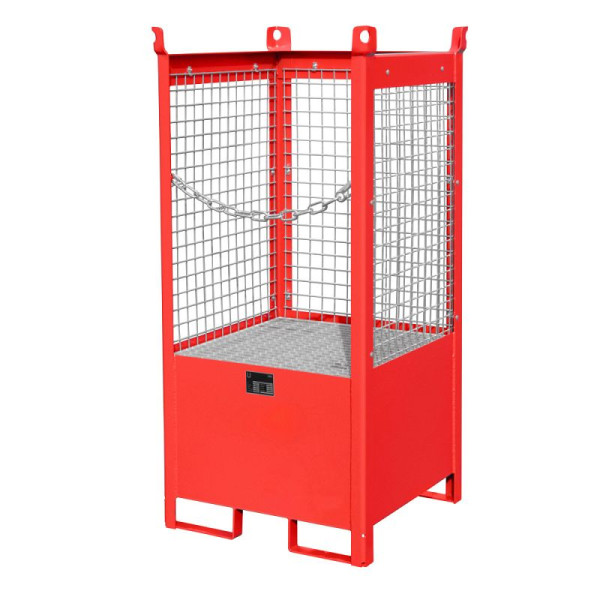 STEIN HGS Fass-Stapelpalette FSP, RAL 3000 feuerrot, lackiert, 225 Liter, Wände aus Drahtgitter, 79140.0008