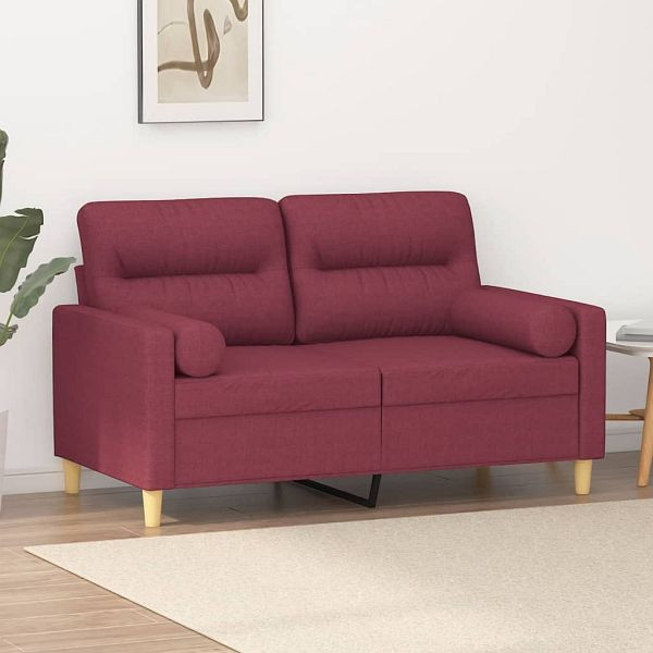 vidaXL 2-Sitzer-Sofa mit Zierkissen Weinrot 120 cm Stoff, 3200819