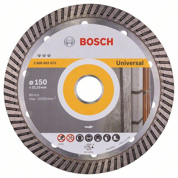 Bosch Diamanttrennscheibe Best for Universal Turbo, 150 x 22,23 x 2,4 x 12 mm, 2608602673