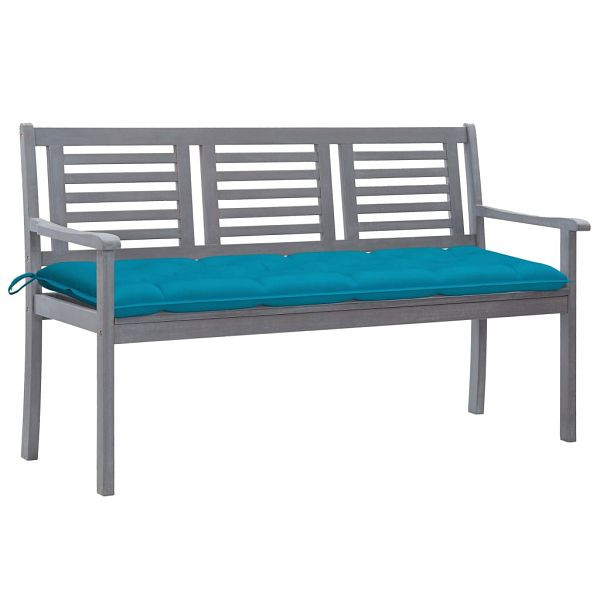 vidaXL 3-Sitzer-Gartenbank mit Auflage 150 cm Grau Eukalyptusholz, 3061069