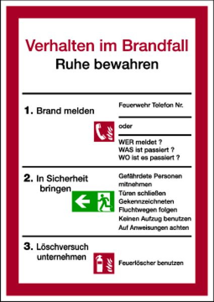 Schilder Klar Aushang Verhalten im Brandfall, 210x297 mm Folie selbstklebend, 1124/61