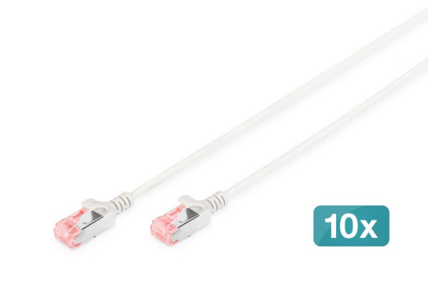 DIGITUS CAT 6 U-FTP Slim Patchkabel, Cu, LSZH AWG 28/7, Länge 0,25 m, grau, VE: 10 Stück, DK-1624-0025S-10
