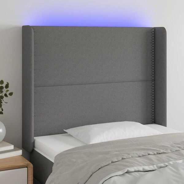 vidaXL LED Kopfteil Dunkelgrau 103x16x118/128 cm Stoff, 3123899