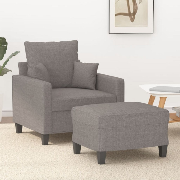 vidaXL Sessel mit Hocker Taupe 60 cm Stoff, Füllung: Schaumstoff, 3201088
