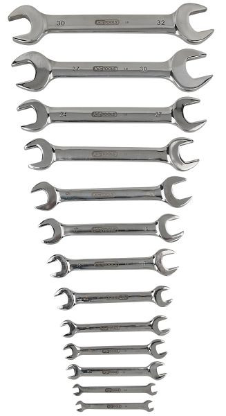 KS Tools Edelstahl Doppel-Maulschlüssel-Satz, 13-teilig, abgewinkelt, 964.2250