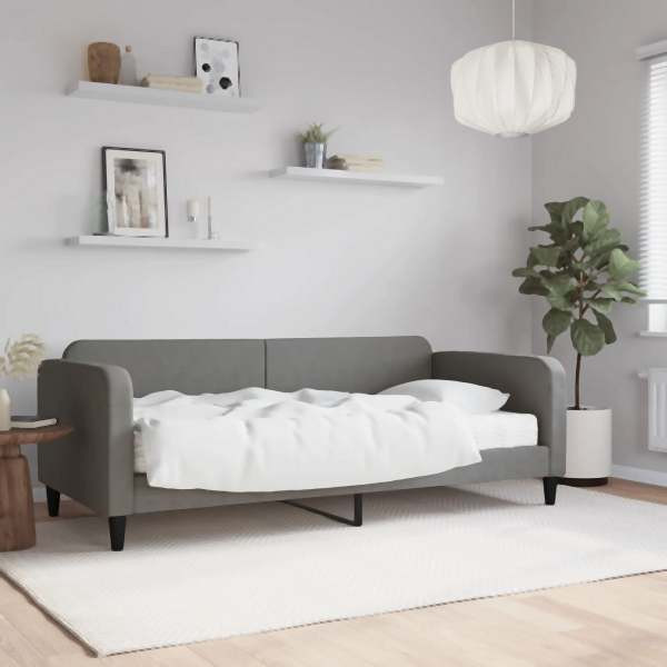 vidaXL Tagesbett mit Matratze Dunkelgrau 90x190 cm Stoff, 3196809