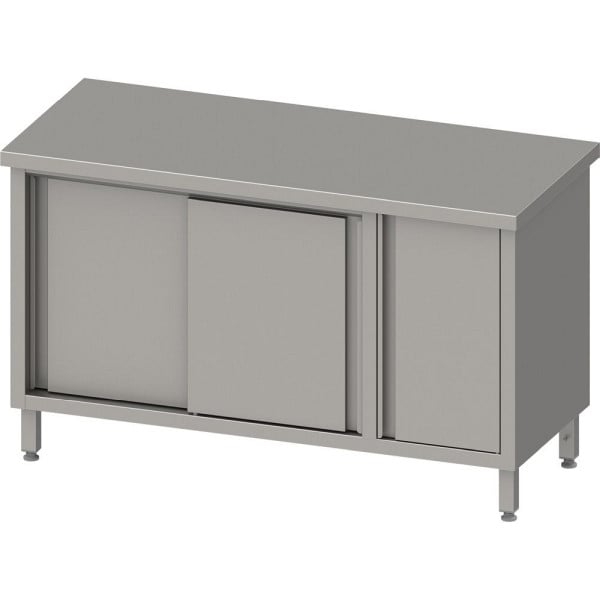 Stalgast Arbeitsschrank mit Schiebetüren 2000x700x850mm, mit Flügeltürschrank rechts, ohne Aufkantung, verschweißt, VAS20708R