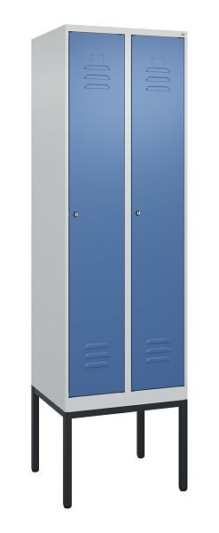 C+P Umkleidespind Classic PLUS, Gestell, 2 Abteile, 2120x600x500mm, 7035/5023, Zylinderschlösser, 0800307-20 S10020