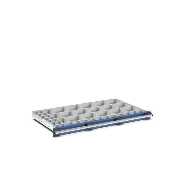 bott cubio Sortiment mit 43 Boxen, BxTxH: 1050x650x50mm, Kunststoff / RAL 7035, 43020809