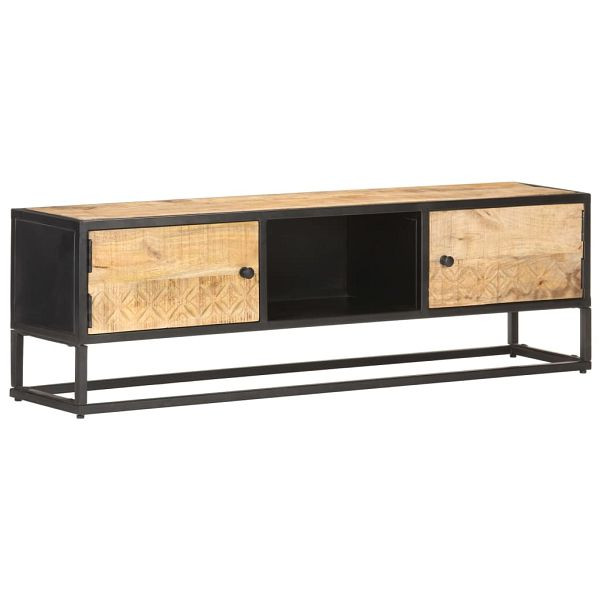 vidaXL TV-Schrank mit Geschnitzter Tür 130x30x40 cm Raues Mangoholz, 320943