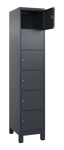 C+P Schließfachschrank Evolo PLUS, mit Füßen, 6 Fächer, 1950x400x500mm, 7016/70, Frontfarbe RAL 7016 Anthrazitgrau, 049010-126 S10016