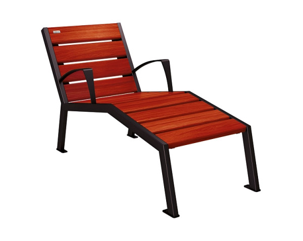 Procity Liegestuhl Silaos 600 mm, Mit Armlehne, Holz & Stahl, Mahagoni/RAL 9005, 209642.9005.ACAJ