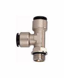 Riegler T-Steckverschraubung, Steckanschlüsse in L-Form, drehbar, Außengewinde zylindrisch mit O-Ring (NBR), 108696