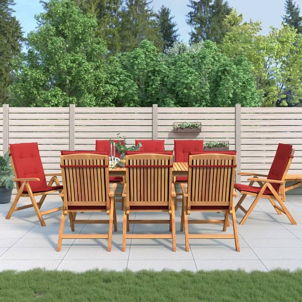 vidaXL Gartenstühle mit Auflagen 8 Stück Massivholz Teak, 3196529