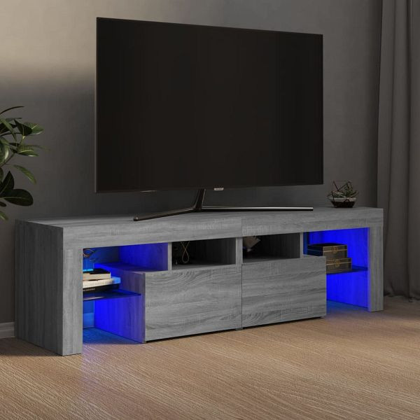 vidaXL TV-Schrank mit LED-Leuchten Grau Sonoma 140x36,5x40 cm, 822642