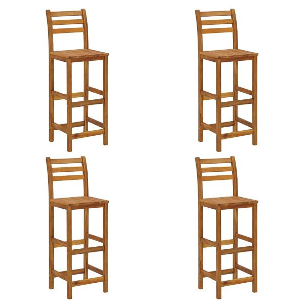 vidaXL Barhocker 4 Stück Massivholz Akazie, Material: Akazien-Massivholz, mit Öl behandelt, 310286