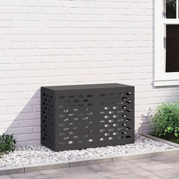 vidaXL Klimaanlagenabdeckung schwarz 90x40x60 cm Stahl, 865890