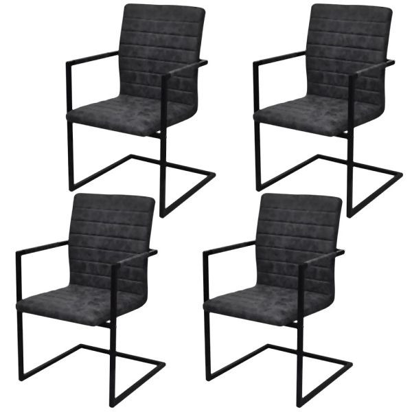 vidaXL Freischwinger 4 Stk. Schwarz Kunstleder, schlank, 272415