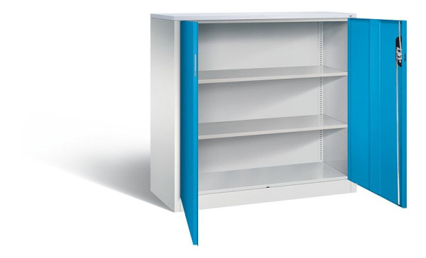 C+P Büroschrank Acurado, H1200xB1200xT500mm, Farbe: Lichtgrau / Lichtblau, Muldengriff, 3 OH, 9487-1200 S10192