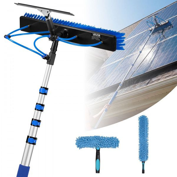 VEVOR 2-in-1 Teleskop Waschbürste für Solarpanels, 1,2-4,6m Alu-Teleskop, 20m Wasseranschluss, Seifenspender, EHYTYNDCBQJTEXDRY001V0