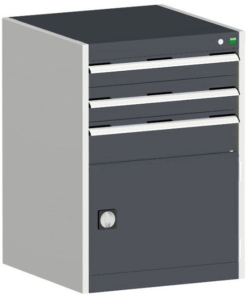 bott cubio Schubladenschrank bestückt mit 3 Schubladen, Tür BxTxH: 650 x 525 x 900 mm, RAL 7035/7016, 40011048.19V