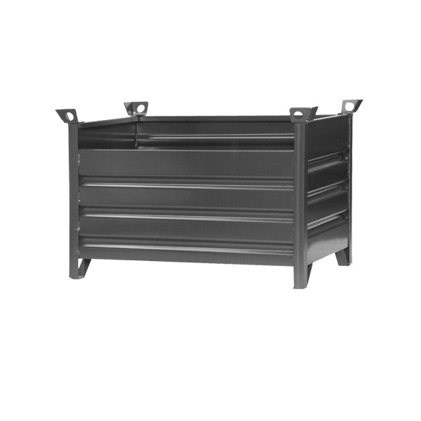 Eichinger Industrie Vollwand-Stapelpalette, 1 Längsseite klappbar, 2000 kg, LxBxH 1200x1000x750 mm, anthrazitgrau, 13161100000096