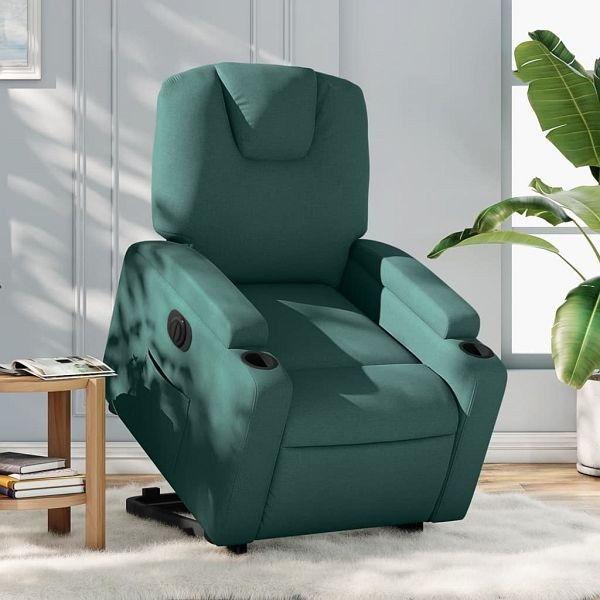 vidaXL Relaxsessel mit Aufstehhilfe Elektrisch Dunkelgrün Stoff, 3204398